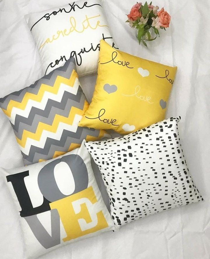 GreyGold Love Cushion Cover Pack of 5