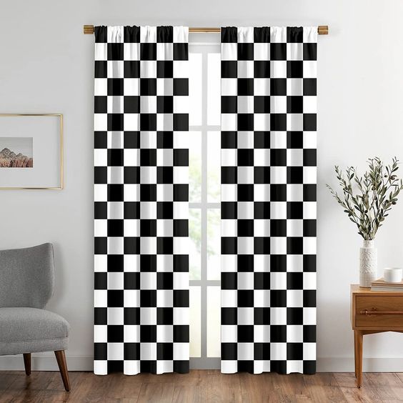Black &amp; White Curtain Panel